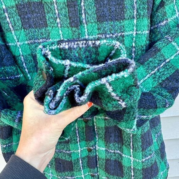 Steve Madden size L The Belle Plaid Lined Shacket Jacket - pine green - Picture 10 of 13